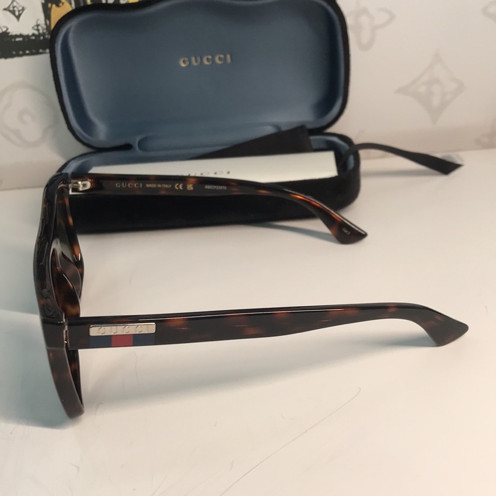 ✨ Brand New Gucci GG0748S 003 Sunglasses – Havana with Green Lenses ✨ - Picture 6 of 13